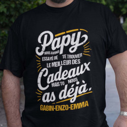T-shirt Papy Personnalisé - Cadeau Unique : 'Papy, Meilleur des Cadeaux' + Prénoms