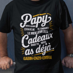 T-shirt Papy Personnalisé - Cadeau Unique : 'Papy, Meilleur des Cadeaux' + Prénoms