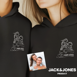 Sweat personnalisé portrait dessiné – Cadeau couple original Jack & Jones