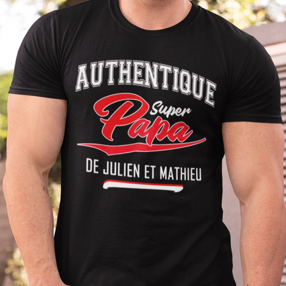 T-shirt personnalisé "Authentique super papa" – Cadeau unique pour papa