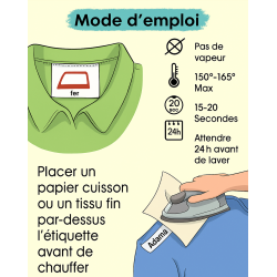 Étiquettes thermocollantes personnalisées vêtements enfants – 126 pièces – Crèche, école, maternelle