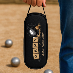 Sacoche pétanque personnalisée Papy – Cadeau original grand-père fan de pétanque – Avec prénoms